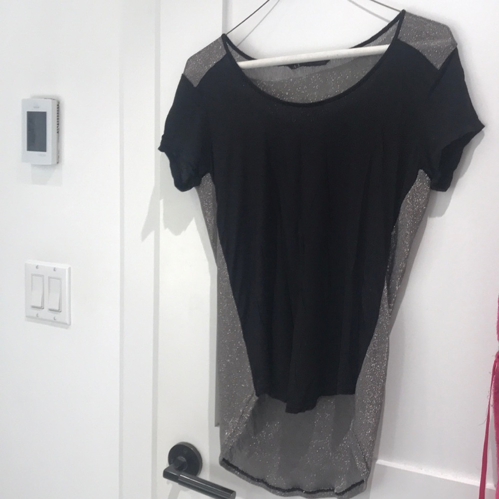 Armani Exchange Black and Silver Top